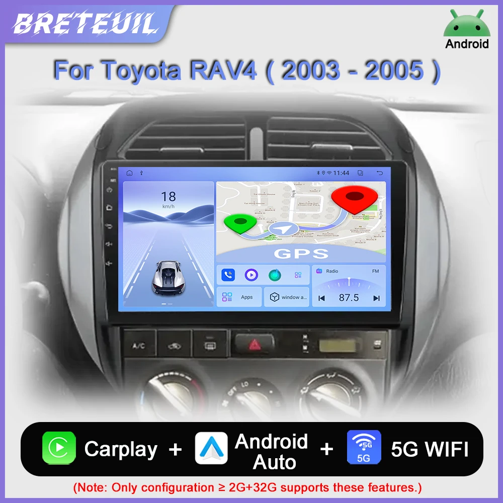 Para Toyota RAV4 RAV 4 2003 2004 2005 Android Car Radio Multimedia Video Player Navegación GPS Carplay Pantalla táctil Auto Estéreo Sistemas inteligentes