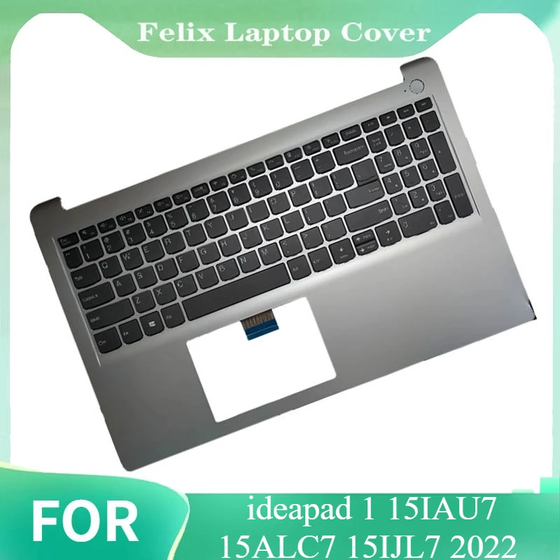 New Palmrest Upper Case with Keyboard US/UK/SP/RU/LA/FR (Silver) For ideapad 1 15IAU7 15ALC7 15IJL7 2022 touchpad