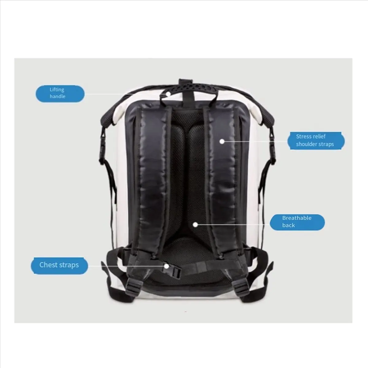 abym-30l-waterproof-dry-bag-fishing-backpack-drift-swimming-river-trekking-shoulder-bait-fishing-bucket-kayak-bag-gray