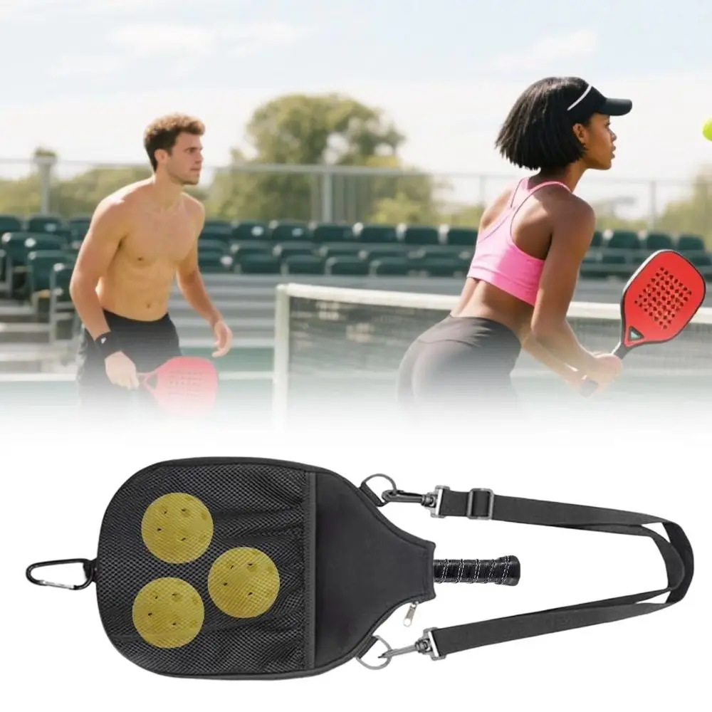 Large Capacity Pickleball Crossbody Bag Zipper Closure Adjustable Strap Pickleball Paddle Cover Waterproof Professional