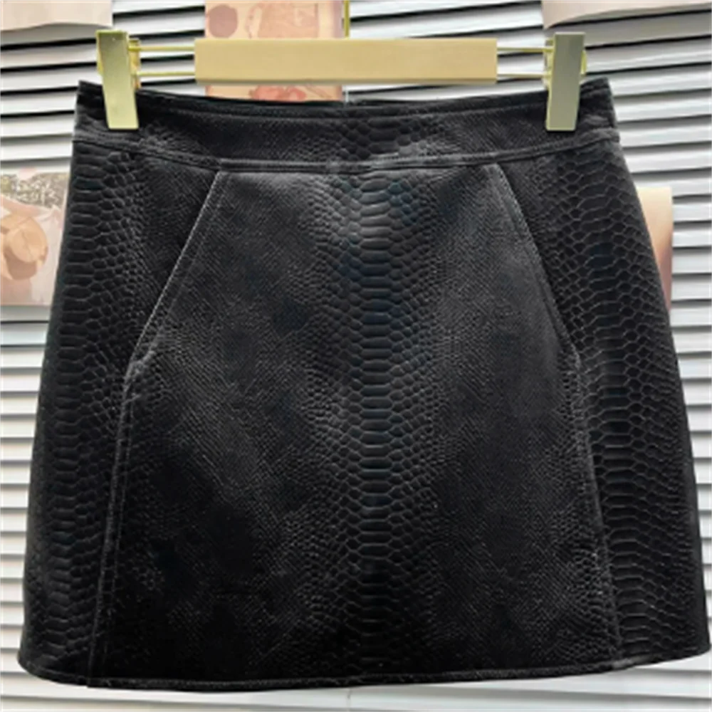 

New PU skin skirt Knee length a line high waist sexy women skirt shorts