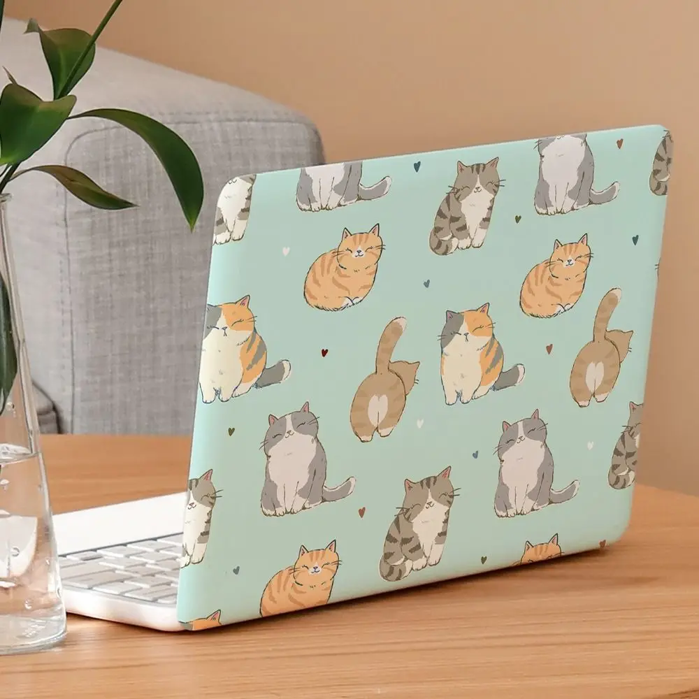 DIY 15inch Laptop Stickers Skins Cute Cat A+C Side Notebook Computer Cover Skin for Macbook /HP / Dell / Lenovo / Acer / ASUS