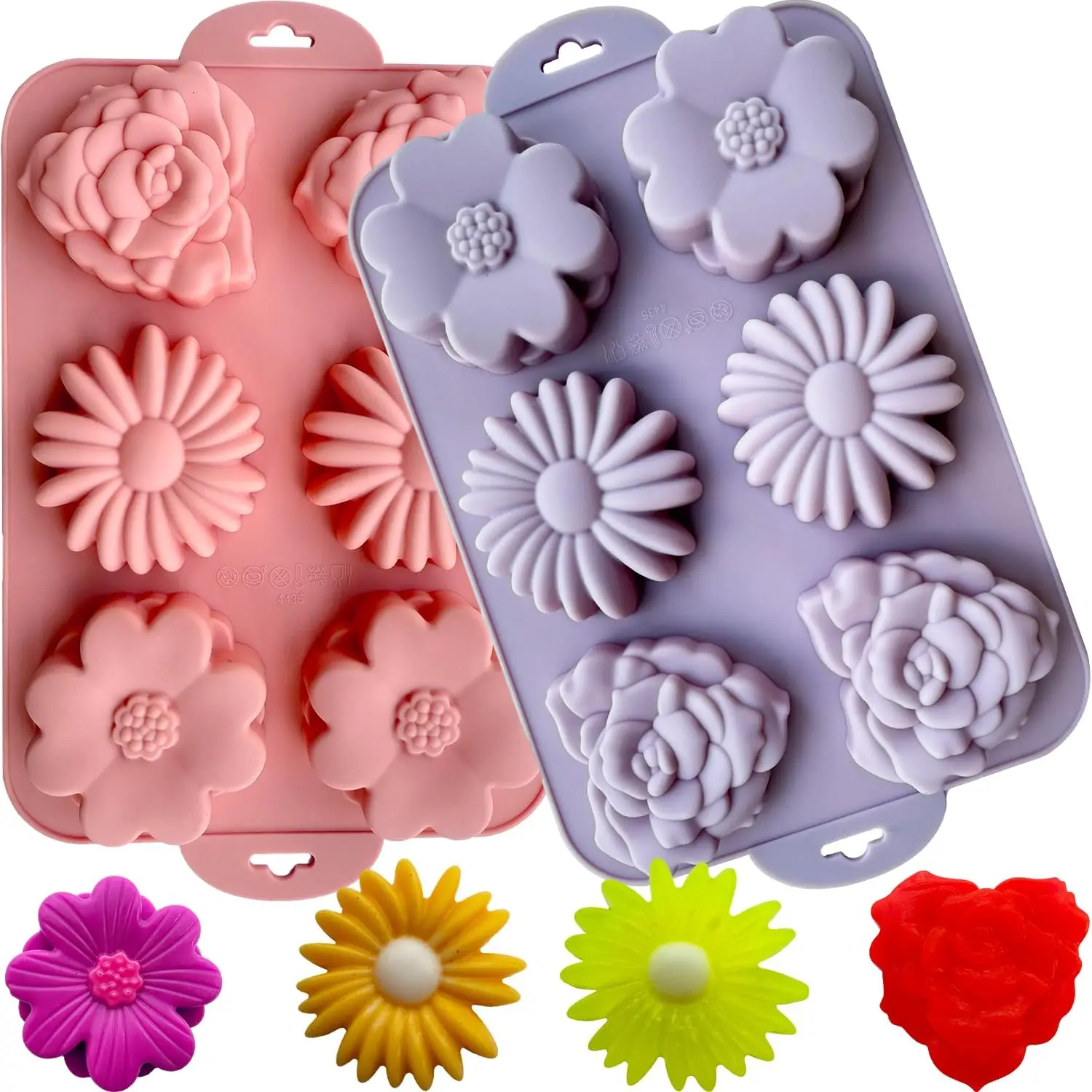 

3d Flower Cake Silicone Mold for Baking, 6 Cavity Daisy Flower Cake Pans Rose Chocolate Mold Jello Molds for Cake Decoration