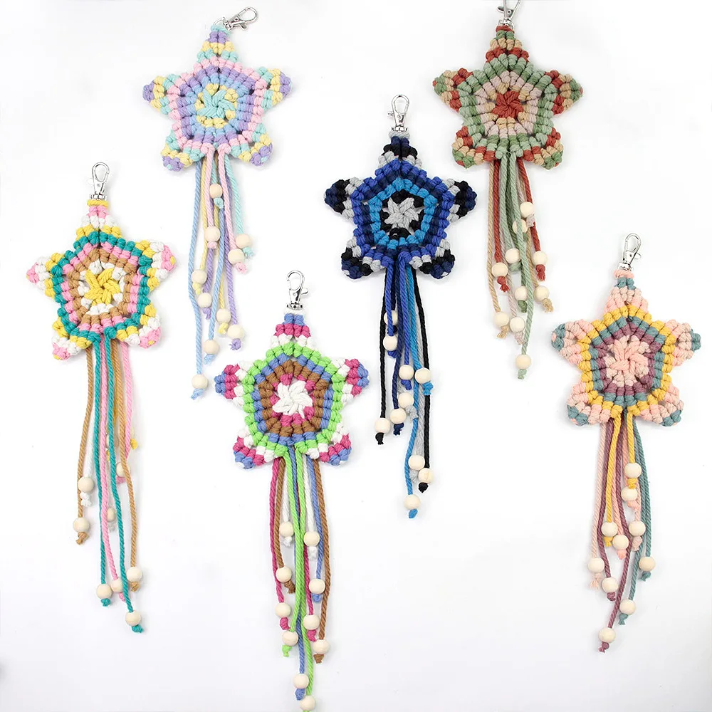 

Подвесное украшение в форме звезды для сада, макраме, ручной работы, из хлопковой веревки, для декора патио и окон