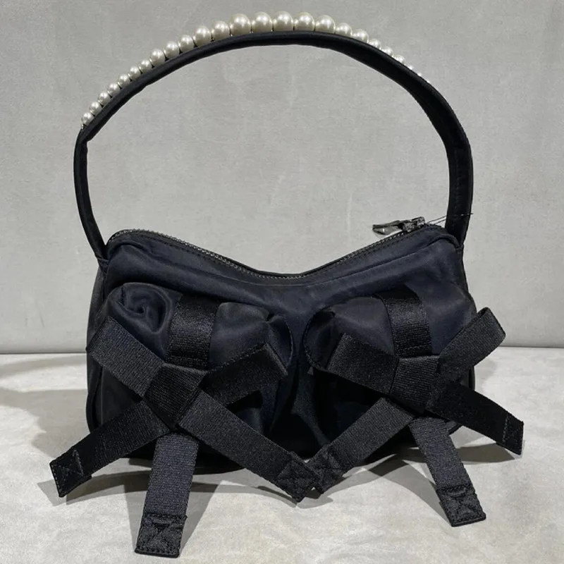 Nuevo Bolso de Mujer con lazo de Nueva Perla, bolso cuadrado multifunción para Mujer, Bolsos de hombro para Mujer, Bolsas informales con cremallera que combinan con todo