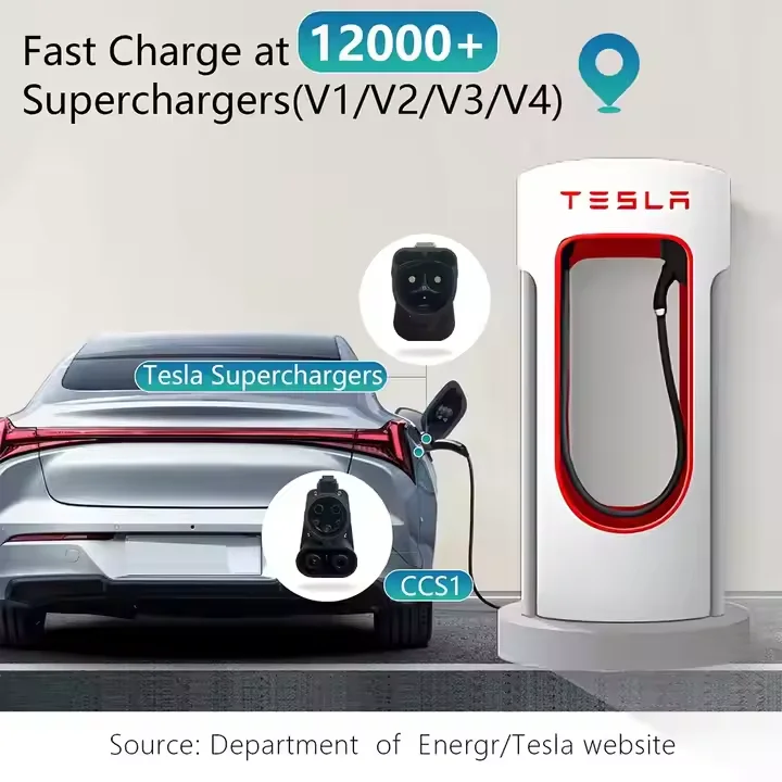 شاحن سريع تيار مستمر محول NACS إلى CCS1 تسلا إلى كومبو 1 EV CCS 1 محول شاحن كومبو محول لشاحن تسلا سوبر