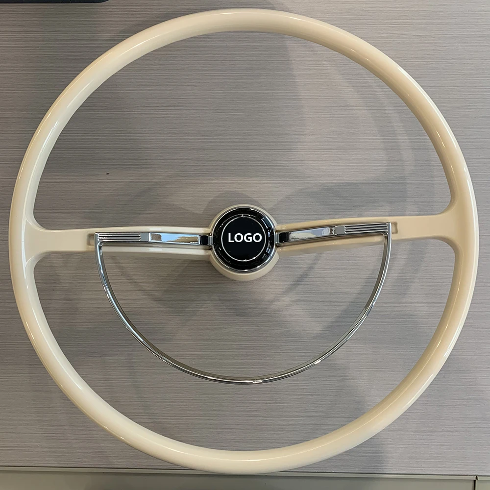 Classic Vintage Ivory White Gray Black Retro 400mm Steering Wheel For Volkswagen