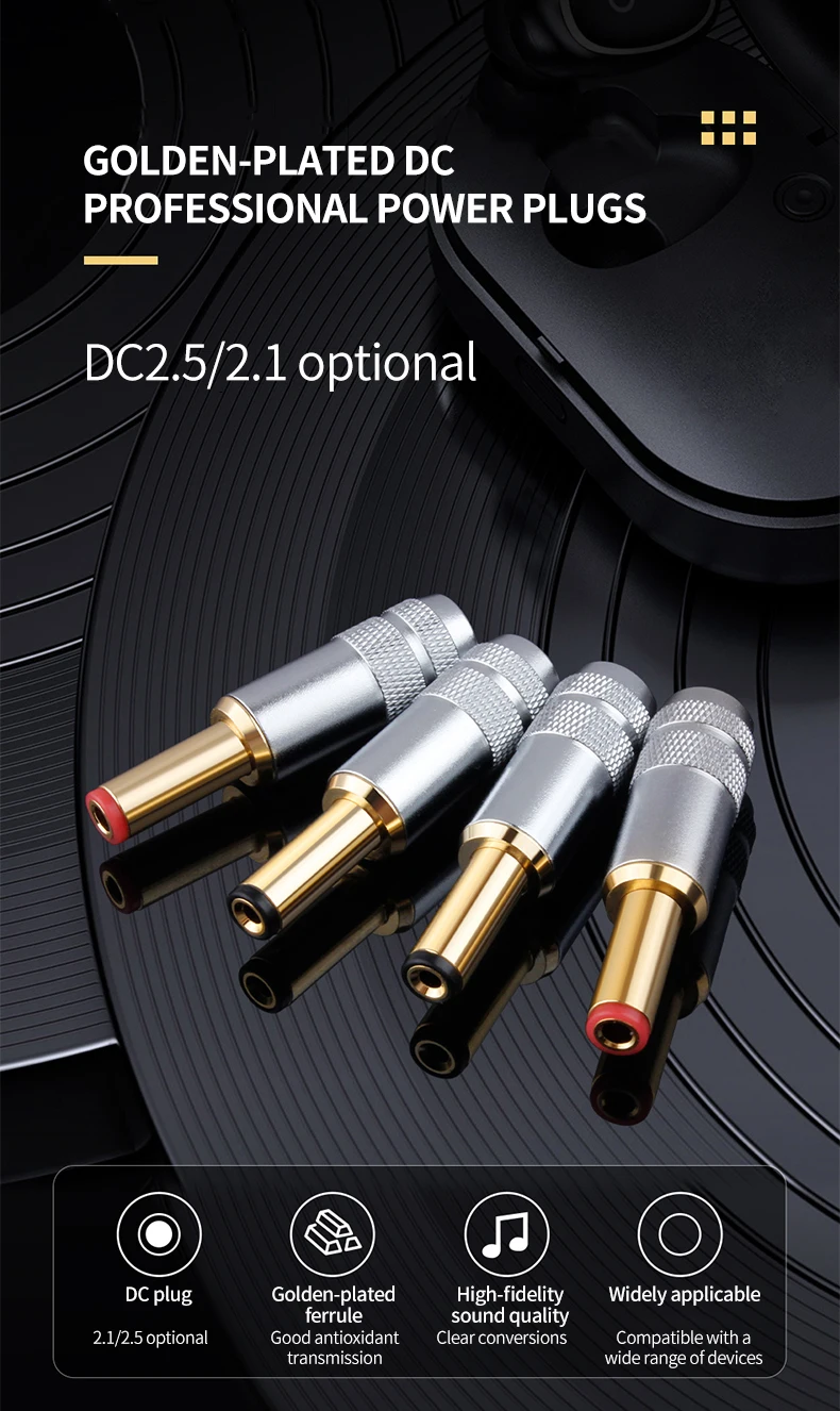 YYAUDIO Kupferbeschichteter Gold-DC-2.1G/2.5G DC-Stromstecker Schweißanschluss für Lineare Stromversorgung 1 Stück – Detail 1