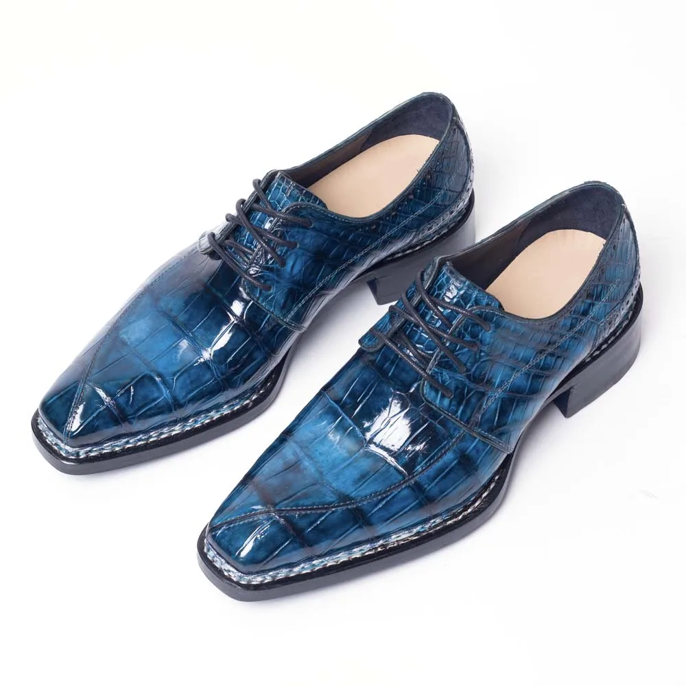 

sanyeshechiping men formal shoes male crocodile shoes blue shoes