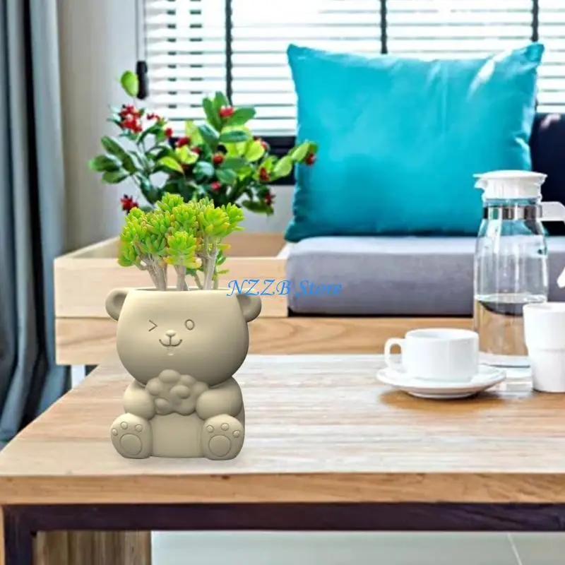 

T21F Planter Silicone Mold Little Bear Flower Pot Concrete Mold DIY Flower Vase Epoxy Resin Casting Tool