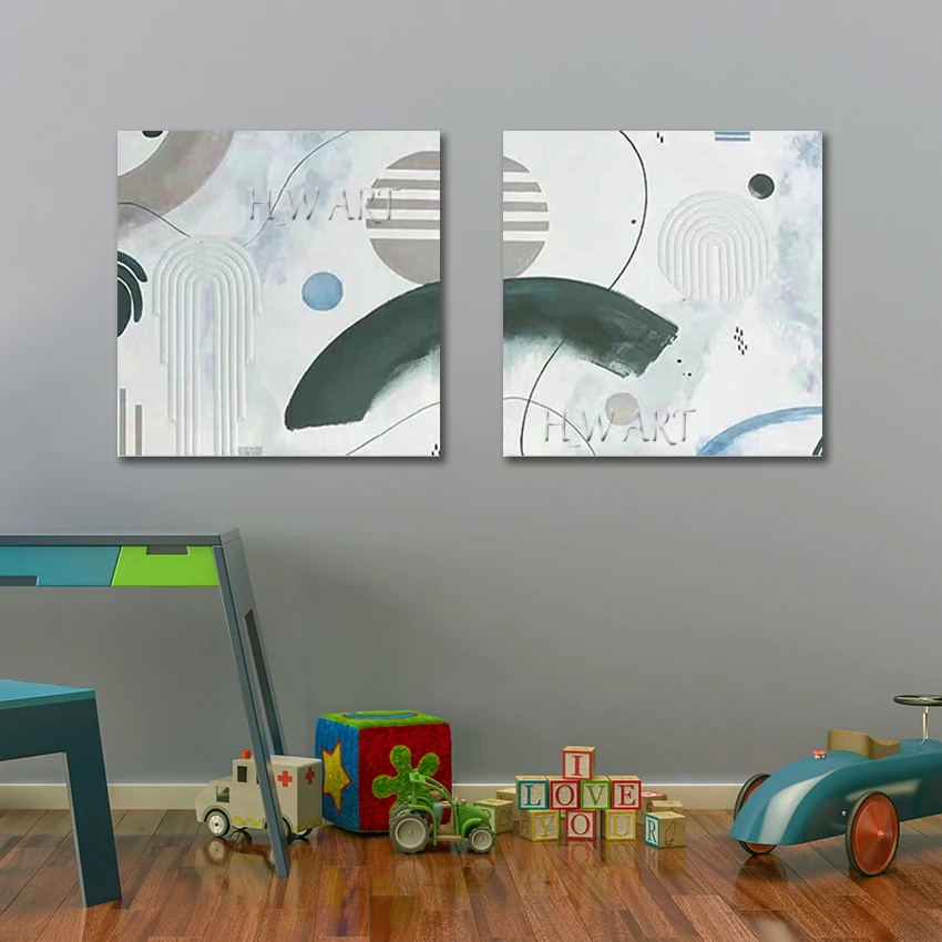 

New Arrival, Abstract Simple Style, 2pcs Art Handmade Oil Paintings, No Framed, Modern Office Wall Decoration, Canvas Design