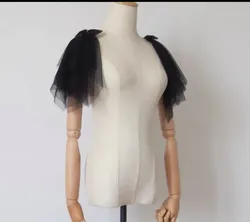 Tulle Wedding Accessory with Bow Shoulder Cover Bridal Wrap Formal Party Bride Cape Women Bolero Elegant Shrug