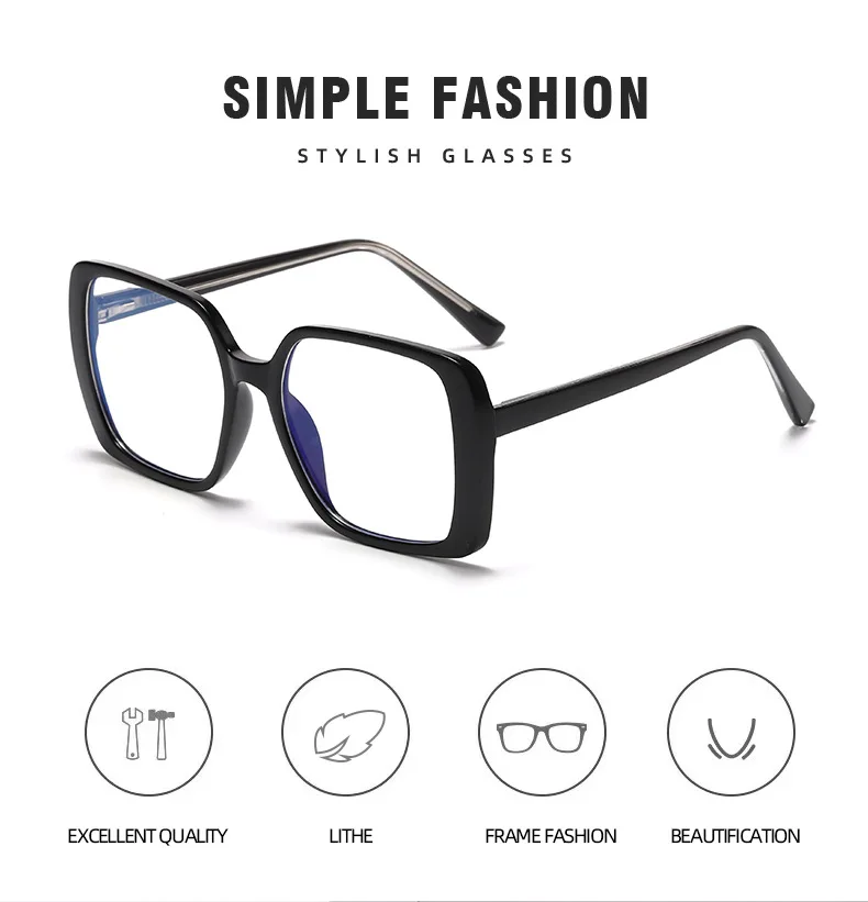 Luxus Vintage transparente übergroße quadratische Lesebrille Frauen Computer Brille Anti Blaulicht Brille Presbyopie Brille – Detail 7