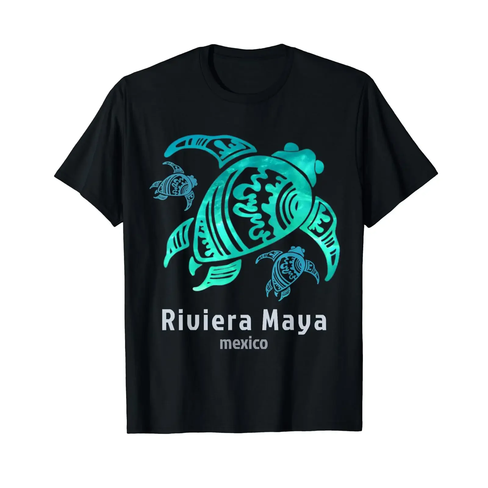 Riviera Maya Mexico Sea Blue Tribal Turtle T Shirt vintage Washed Casual fashion Comfortable homme Top For Everyday Wear