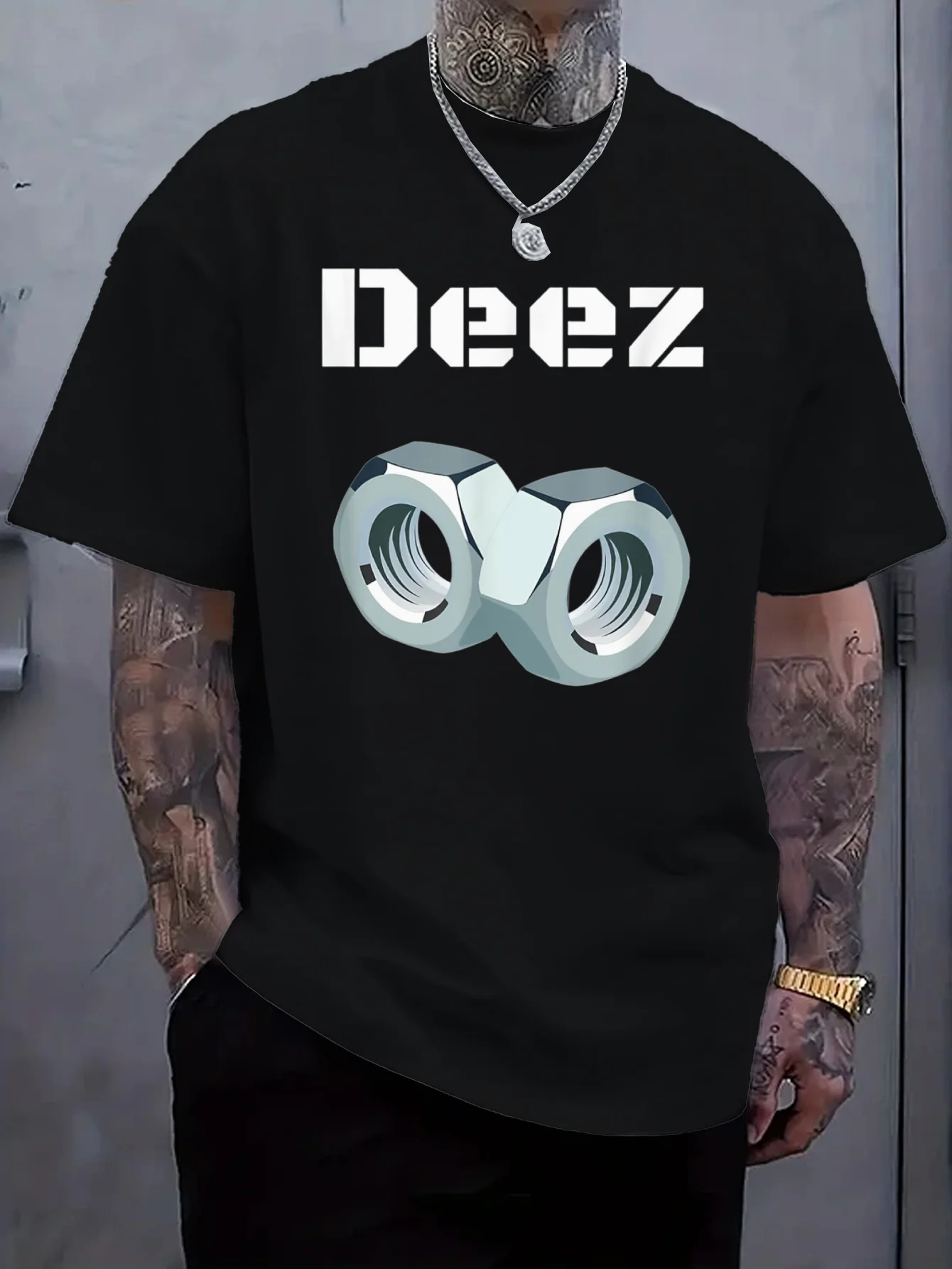 

Men'S Casual Pure Cotton Streetwear T-Shirt with Nut Graphic Text Short Sleeve Regular Fit Bold Graphic Tee Comfortable Fit