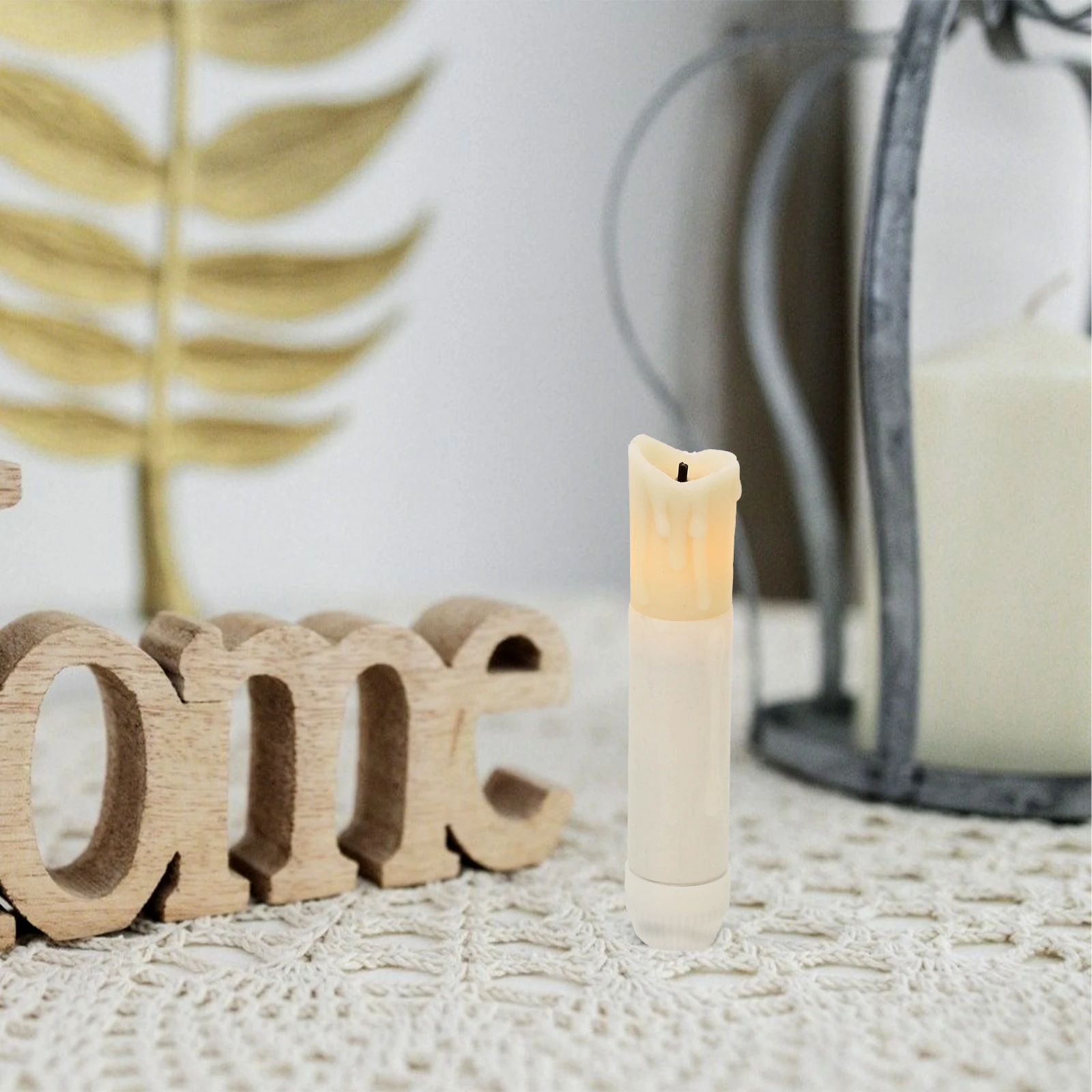 

12 PCS/Set Flameless LED Electronic Candles Small Flickering White Plastic Material Work