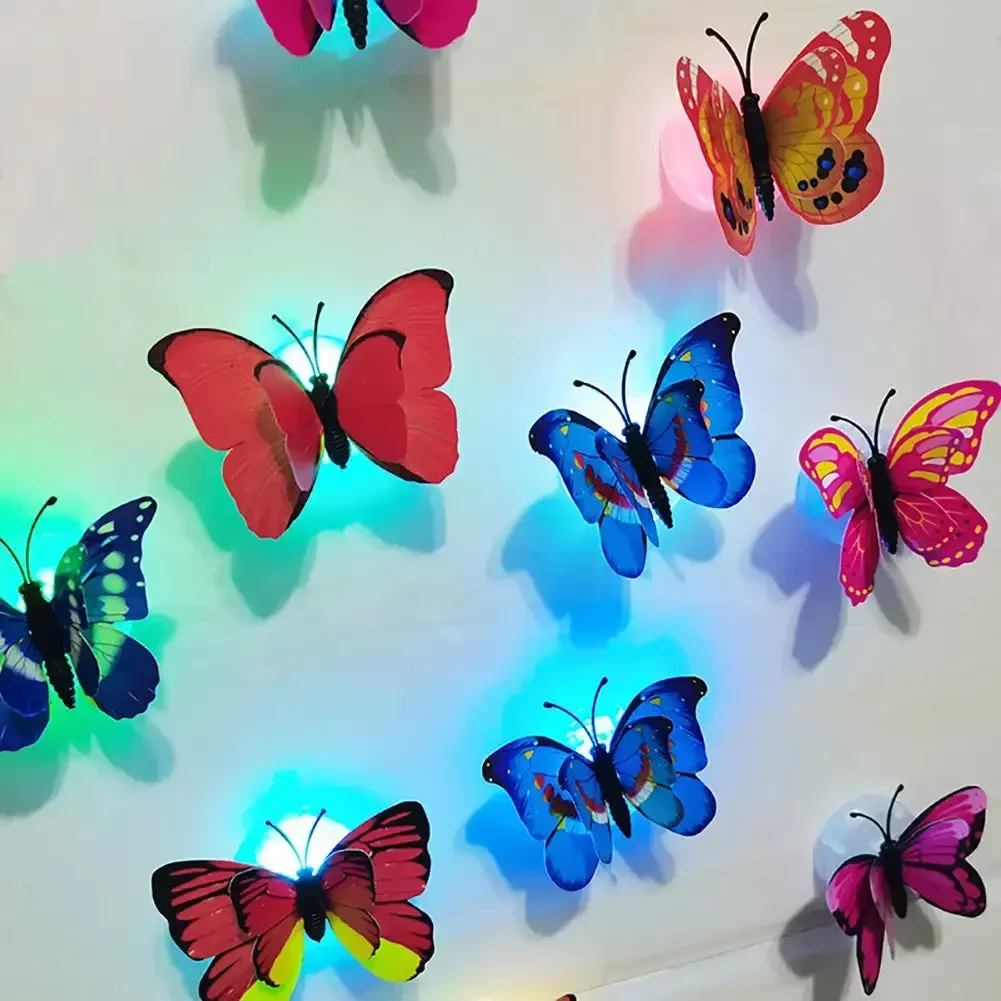 Luci notturne a farfalla a doppio strato lampada da parete decorativa a Led pastabile con luce a farfalla luminosa colorata creativa