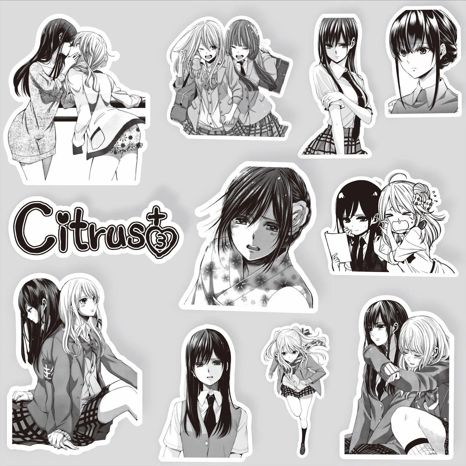 10/40/80 Buah Stiker Kartun Les Citrus Dekorasi Stiker Hitam Putih DIY Skateboard Kulkas Notebook Ponsel Sepeda Hadiah Grafiti