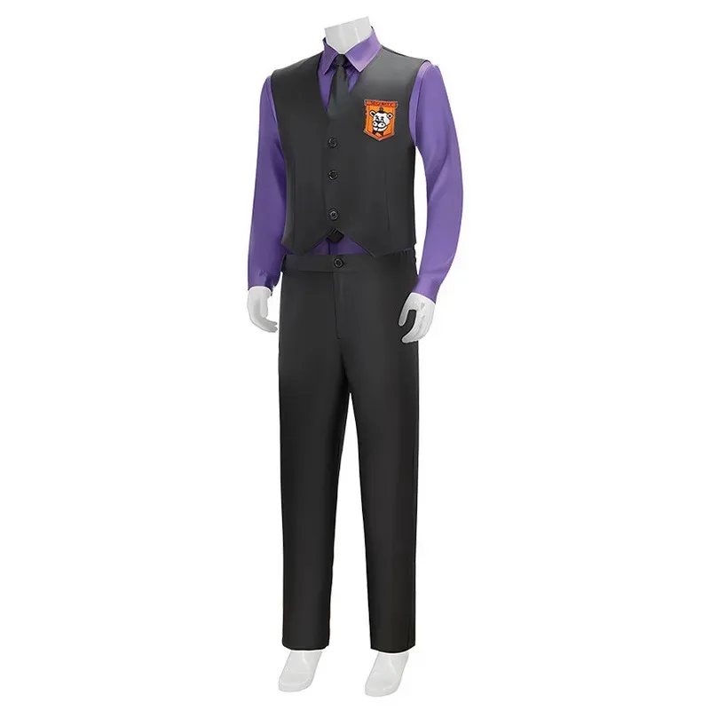 

CyPurple Guy William Afton Cosplay Costume Fnaf Five Nights Movie Hat Purple Shirt Vest Pants Halloween Party Clothes