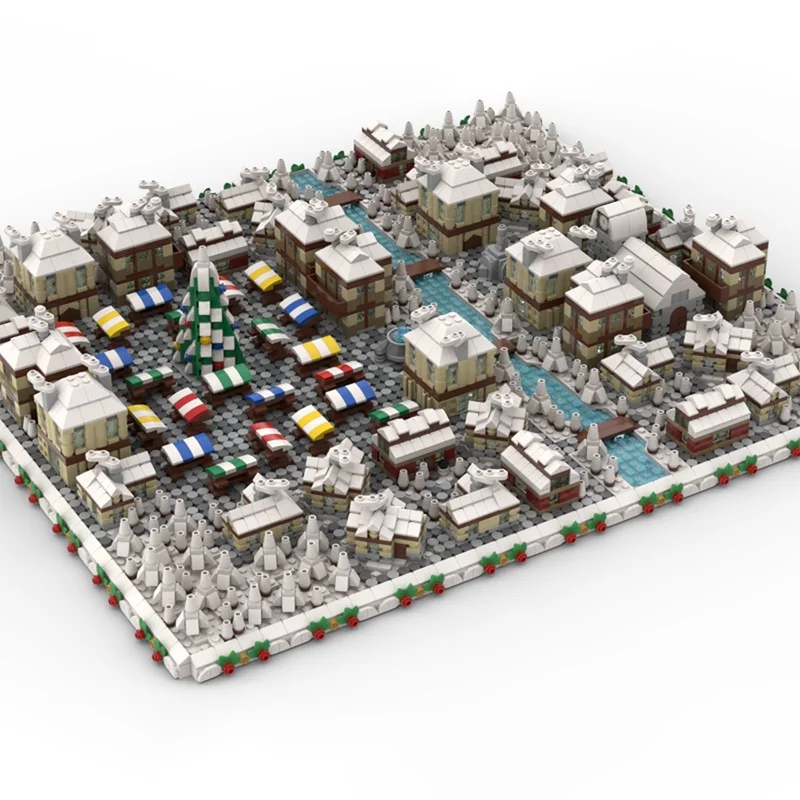 11426 elementów MOC Mikromodularny Model Zimowej Wioski Klocki Konstrukcyjne Kreatywna zabawka Klocki Prezent na Boże Narodzenie Urodziny dla dzieci