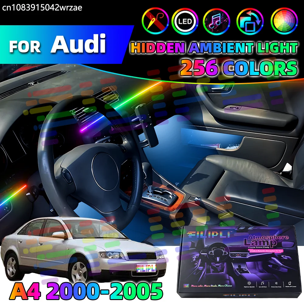 

14 in 1 For AUDI A4 B6 2000-2006 Years Car Interior Ambient Lights Strips Breathing Lighting Kit App Control Auto Decorative Lam
