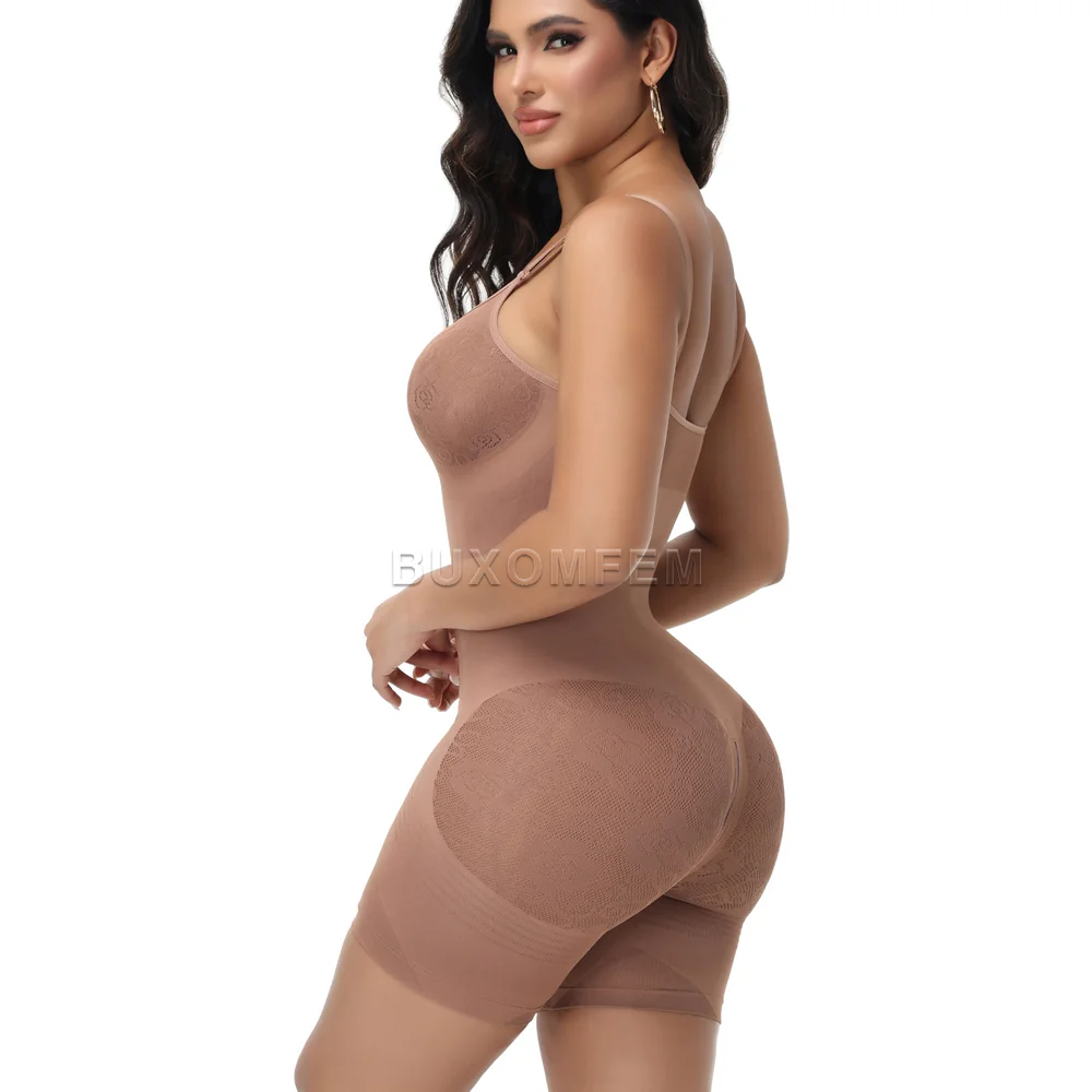Women's New Stylish Rose Hollow Chest Jumpsuit Ladies Seamless Fajas Colombianas Lightly-Compressed Slimming Shapewear Underwear