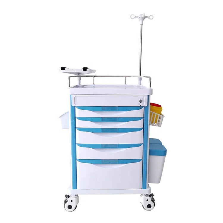 PET Best-seller Double Side Drawer Aluminum Alloy Large Medicine Trolley 2-Year Warranty for Medical