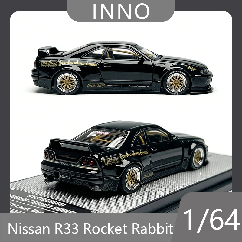 

INNO 1:64 Nissan R33 Rocket Rabbit PANDEM GTR BCNR33 Black Alloy Car Model Boy Toy Desktop Ornament