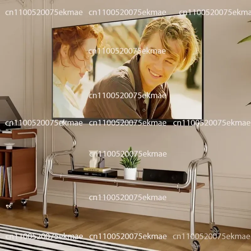 Stainless Steel TV Floor Bracket, Movable Vertical Cart with Wheels, Home Bedroom, Living Room 40-85 Inch Hanger