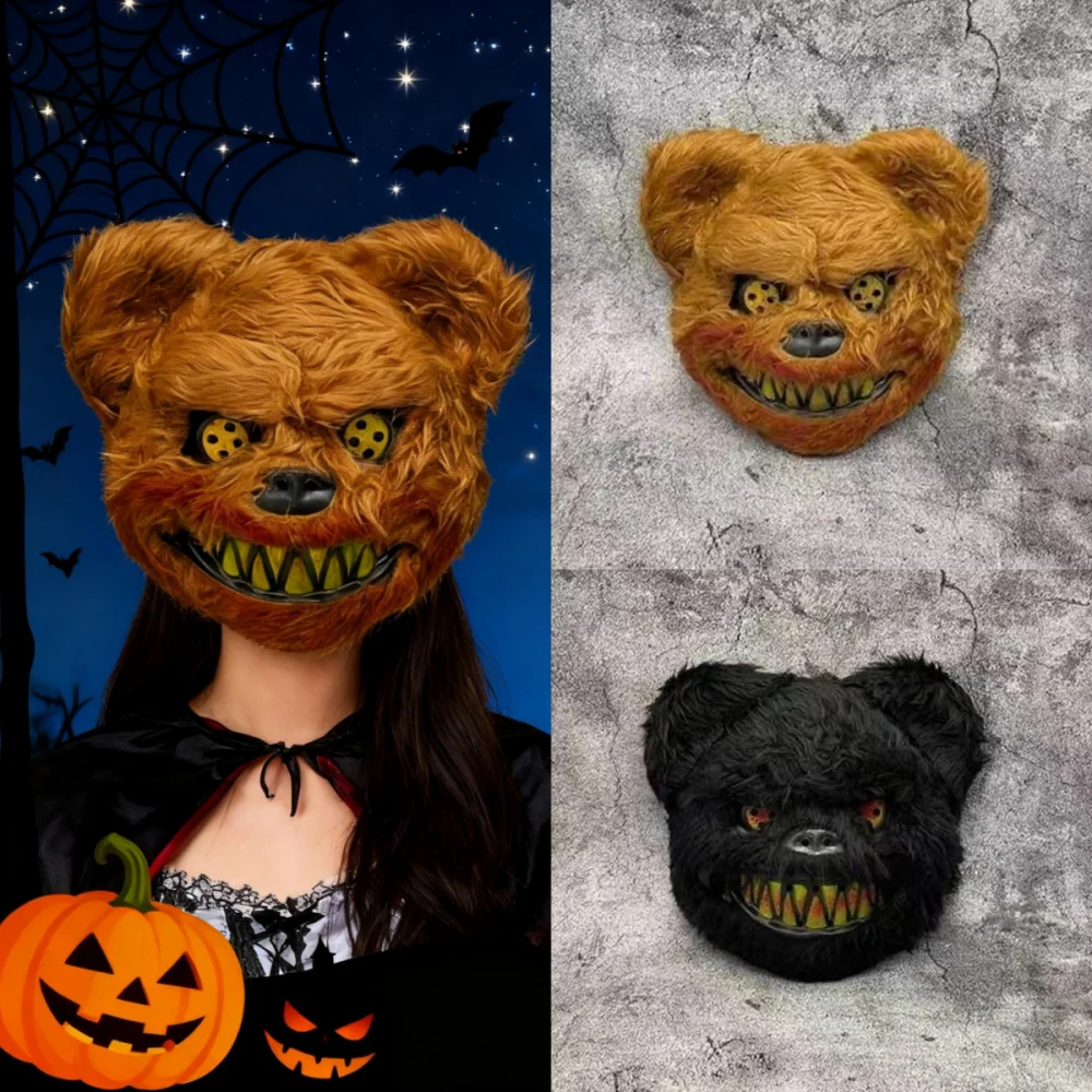 

Маска на Хэллоуин, вечеринка, страшный плюшевый медведь, мультяшная косплей, маска для лица, головной убор, карнавальный костюм, реквизит, танцевальная маскарадная маска