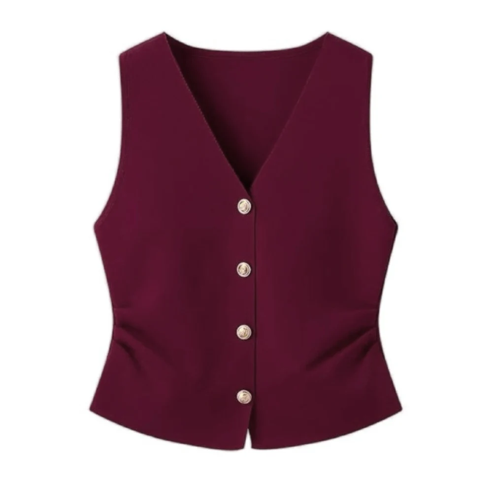 Casual Tank Top Women's Sleeveless Top Slight Stretch Elasticity Solid Color Design for versatile Women Clothing Tank