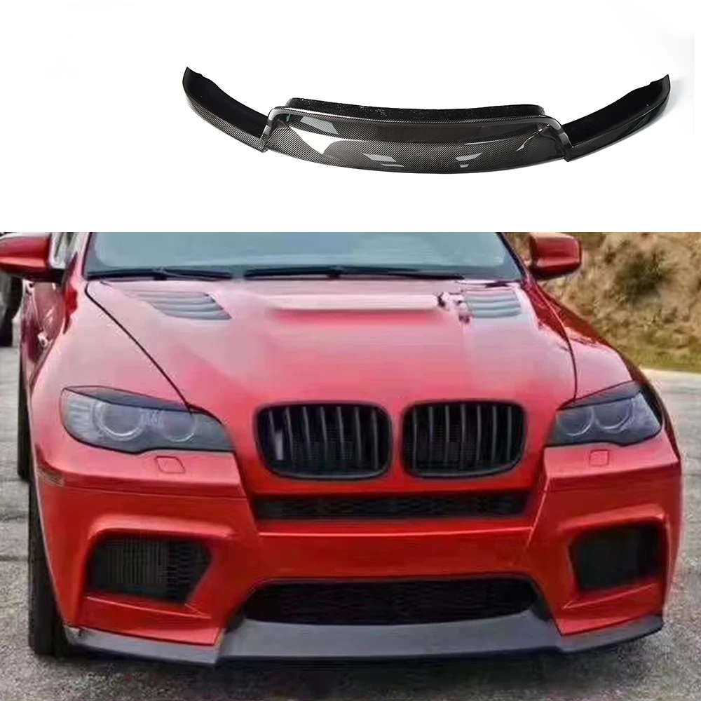 V Style Carbon Fiber Lip Front Shovel For BMW X6M E71 Front Bumper Lip Splitter Car Body Kit