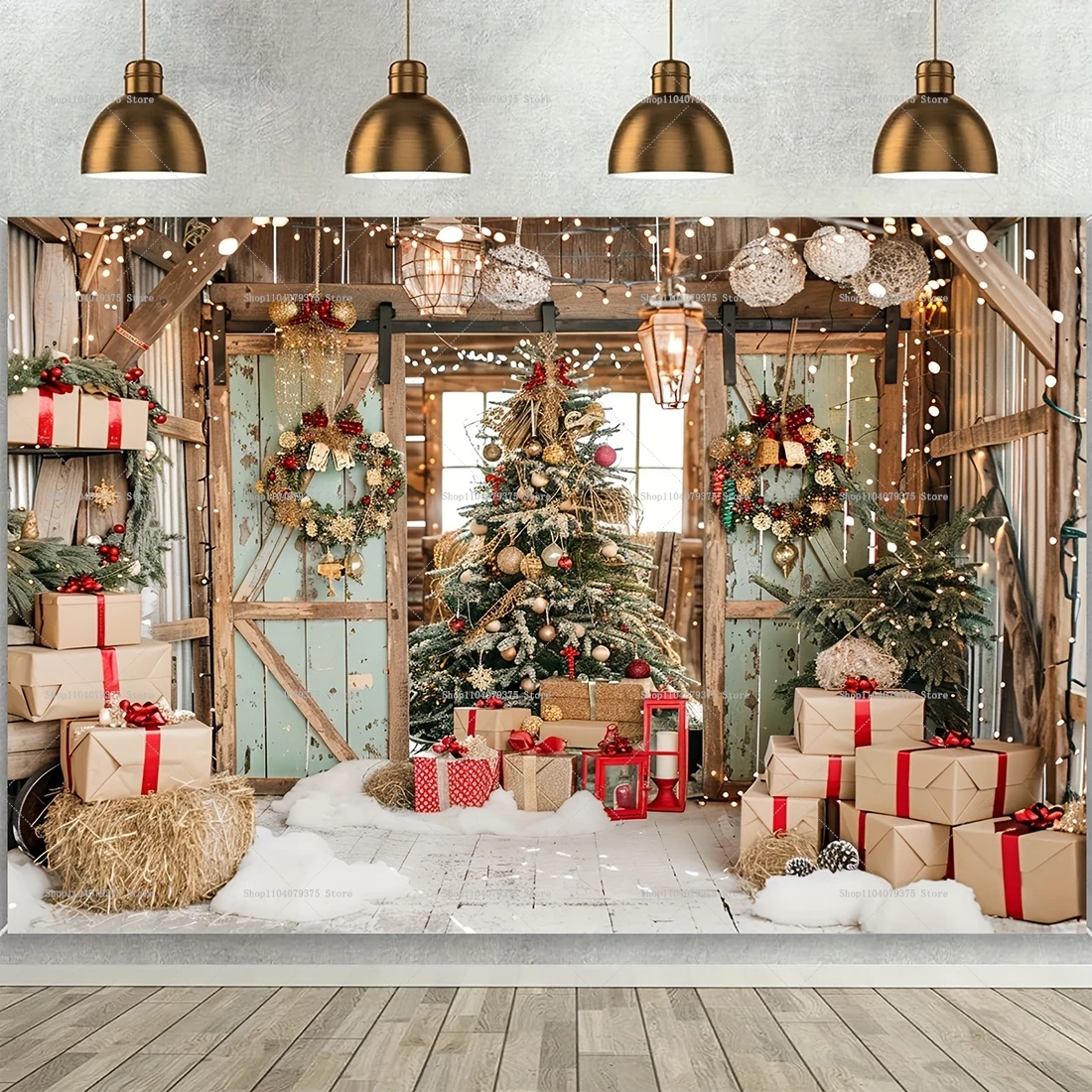 لافتة خلفية رجل الثلج لعيد الميلاد ، مزينة بشجرة عيد الميلاد وحلوى مطبوعة ، التصوير الفوتوغرافي لحفلة الأعياد ، 1 قصب #6