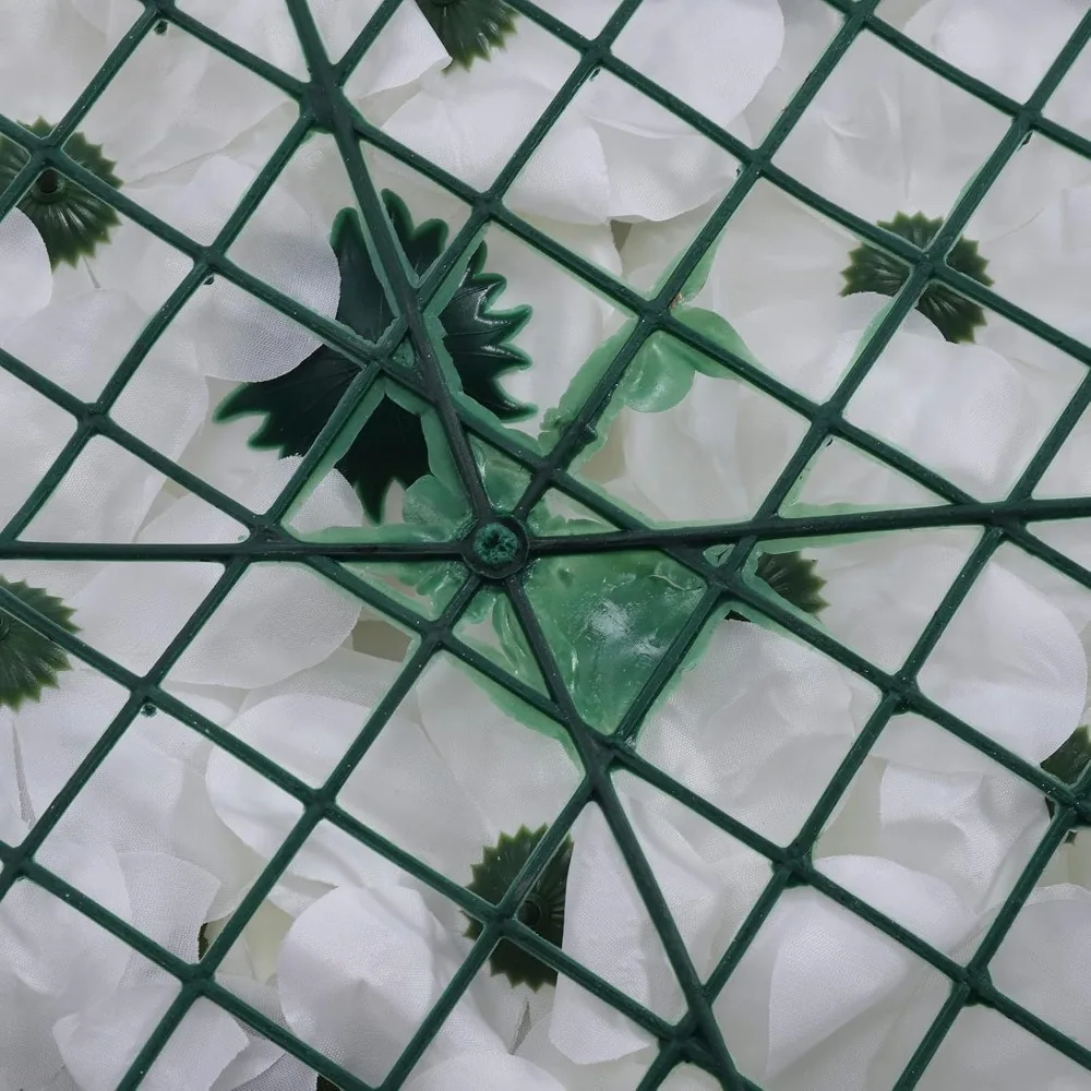 Lot de 6 panneaux muraux de fleurs artificielles – 24 x 16 pouces, toile de fond florale verte et blanche pour décorations