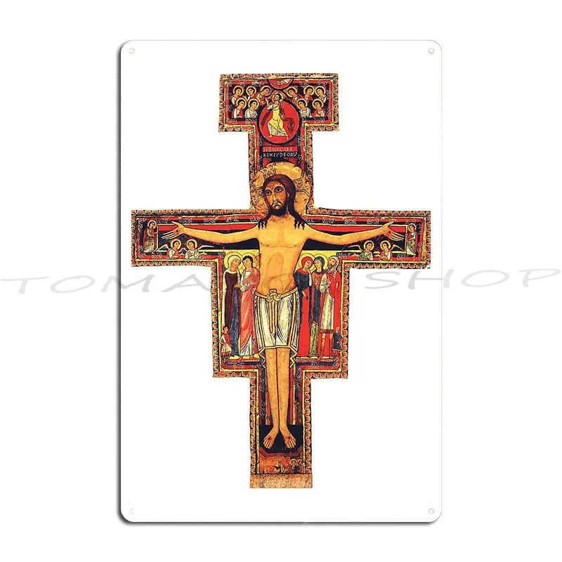 San Damiano Cross Metal Plaque Poster Classic Create Rusty Party Plates Designer Tin Sign Poster