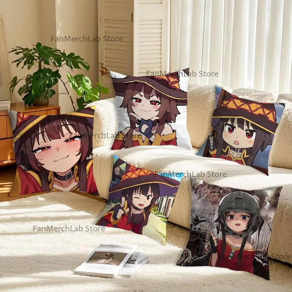 Anime M-MeguminS Printed Pillow Cover Cushion Case Simple Sofa Pillow Case No Pillow Core