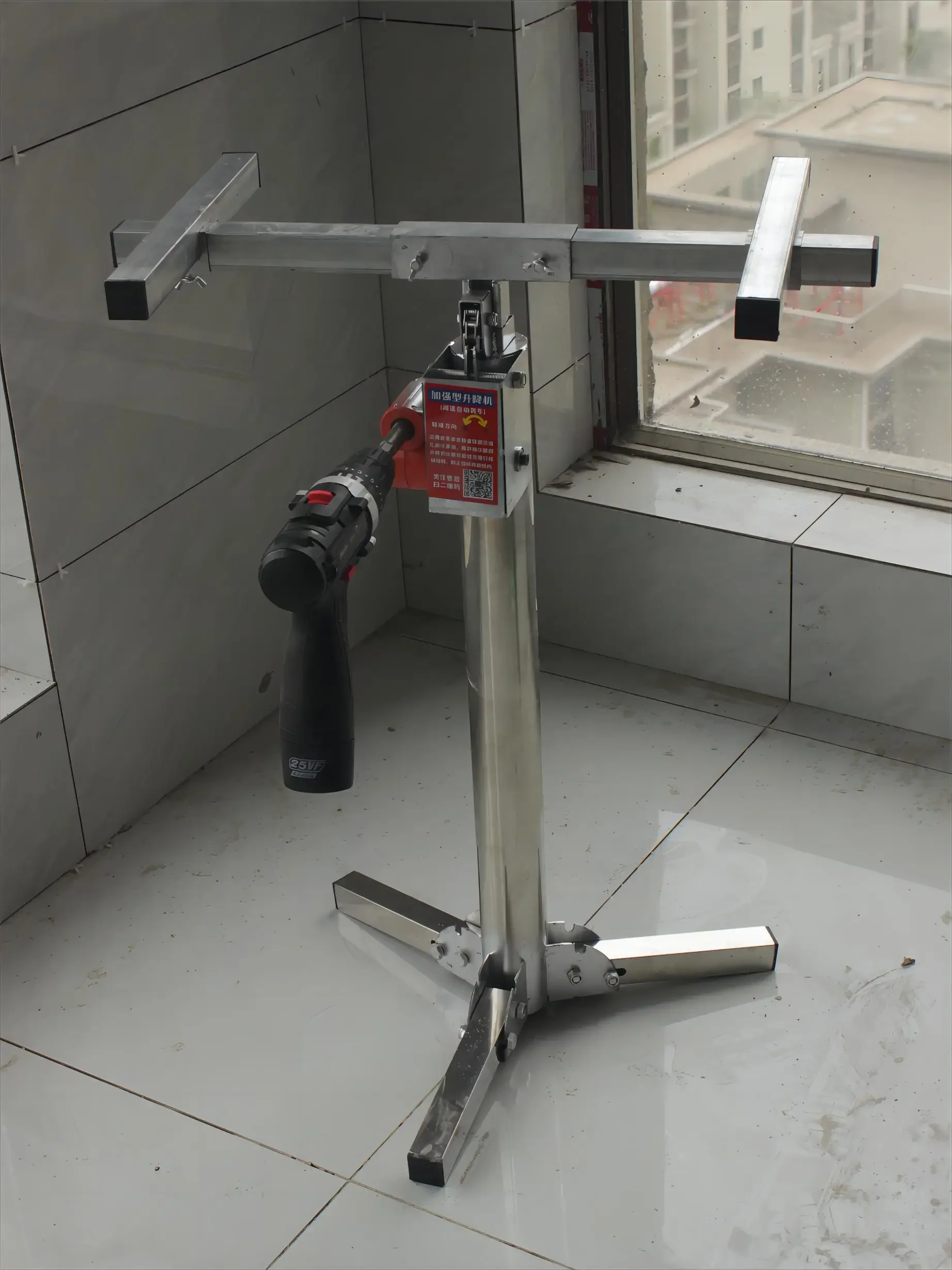 【Hot】2.1M Wall Cabinet Mounting Bracket Hand Cranked Electric Dual-purpose Stainless Steel 100KG