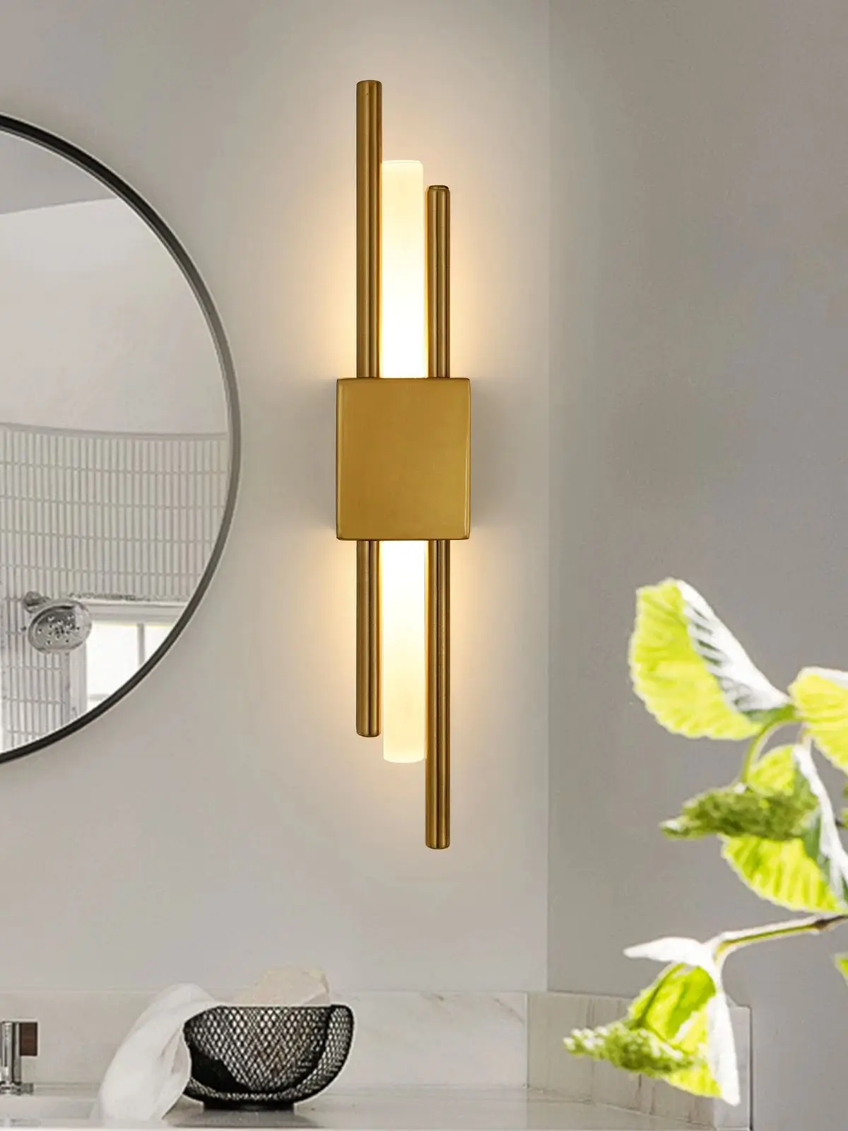 Goldene 10W LED-Wandleuchte Warmweiß 3000K Innen-Wandlampe für Wohnzimmer Flur Schlafzimmer - Energieeffizient