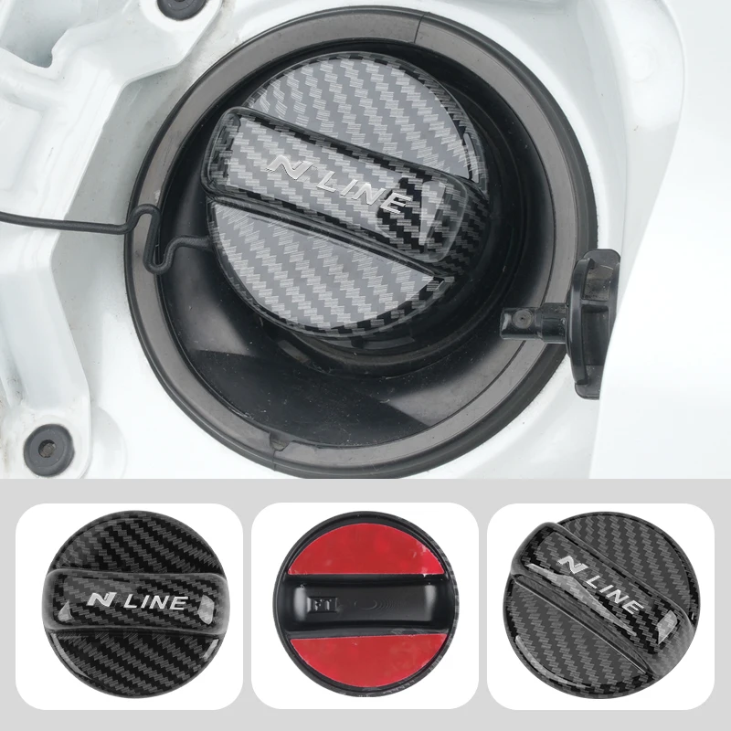Car Fuel Tank Cap Carbon Fiber Petrol Box Cover Accessories For Hyundai N Line Performance Santa Fe MX5 I20 IX35 I30