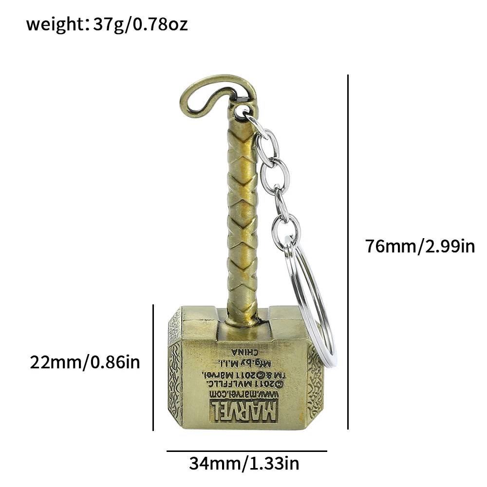 Marverl Superhero Thor Hammer Metal Keychain Bags Car Keyring Movie Fans Accessories Cosplay Prop Key Holder For Men Women Gifts