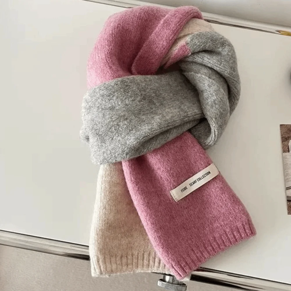 Elegant Wraps Patchwork Color Scarf Woolen Neckwarmer Cashmere Shawl Windproof Korean Style Winter Neck Scarf Autumn/Winter