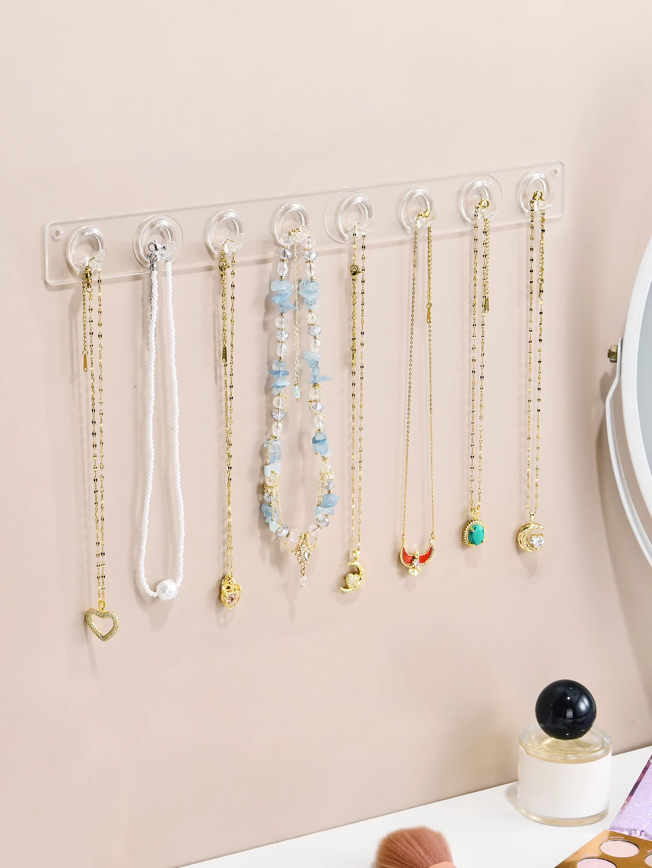 

Jewelry Display Tools Necklace Holder Acrylic Wall Mounted Accessory High-End Non Perforated Storage Hair Accessory Holder Hook