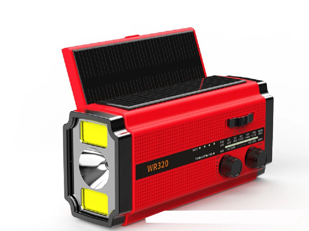 Portable Radio Hand Crank AM FM NOAA Emergency 3-in-1 Reading Lamp Flashlight Solar Charging 5000mAh Power Bank for iphone redmi