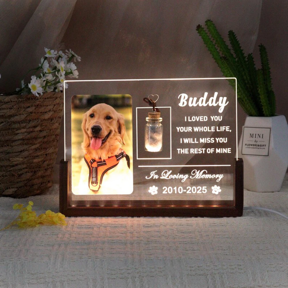 Custom Pet Memorial Acrylic Frame Pet Owner Dog Cat Fur Keepsake  Sympathy Gift for Pet Loss Remembrance Bereavement Keepsak