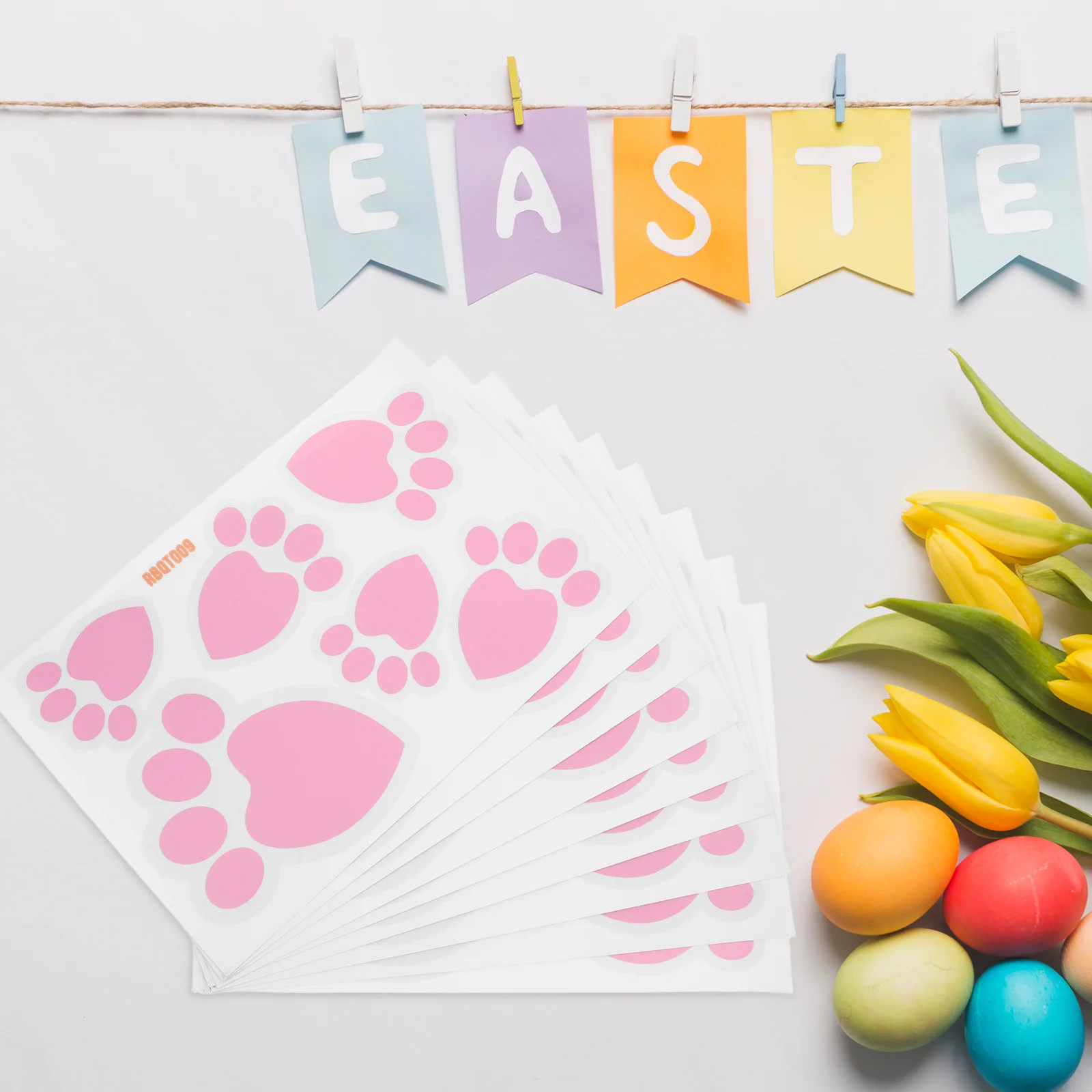 1 مجموعة أرنب عيد الفصح بصمة ملصقات أرضية لطيف سهل قشر الأرنب باو طباعة الشارات لعيد الفصح حفلة رياض الأطفال الطابق الديكور