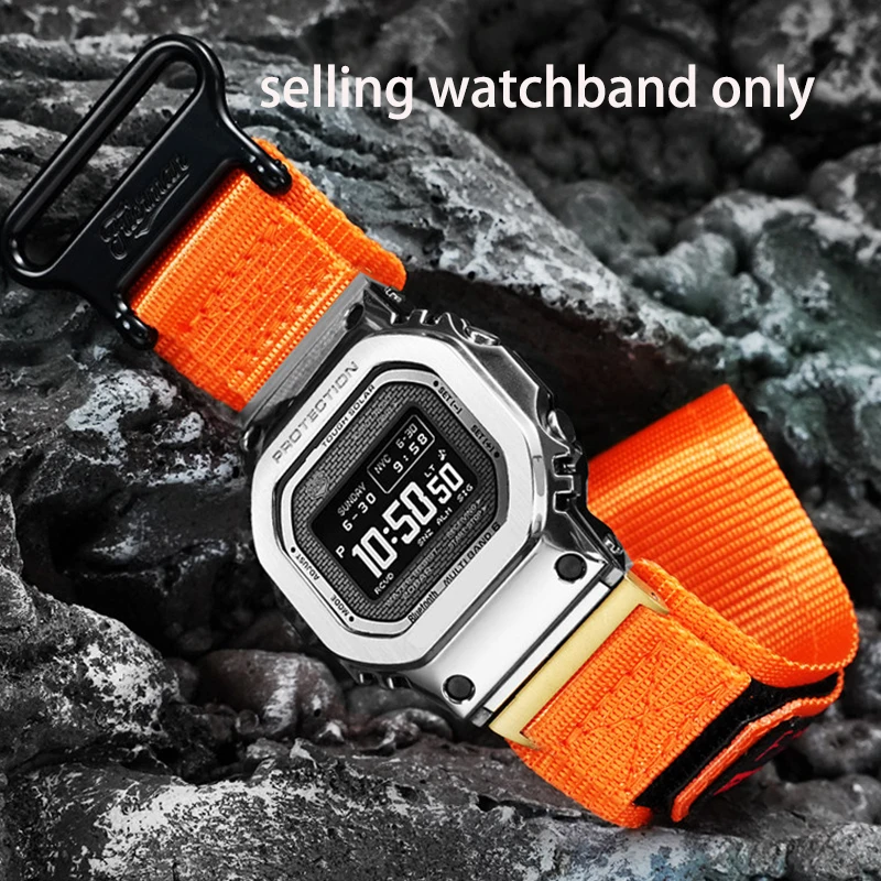 DIY waterproof canvas watch with case for Casio small square WS-1700H modified metal case WS1600 stainless steel case nylon brac