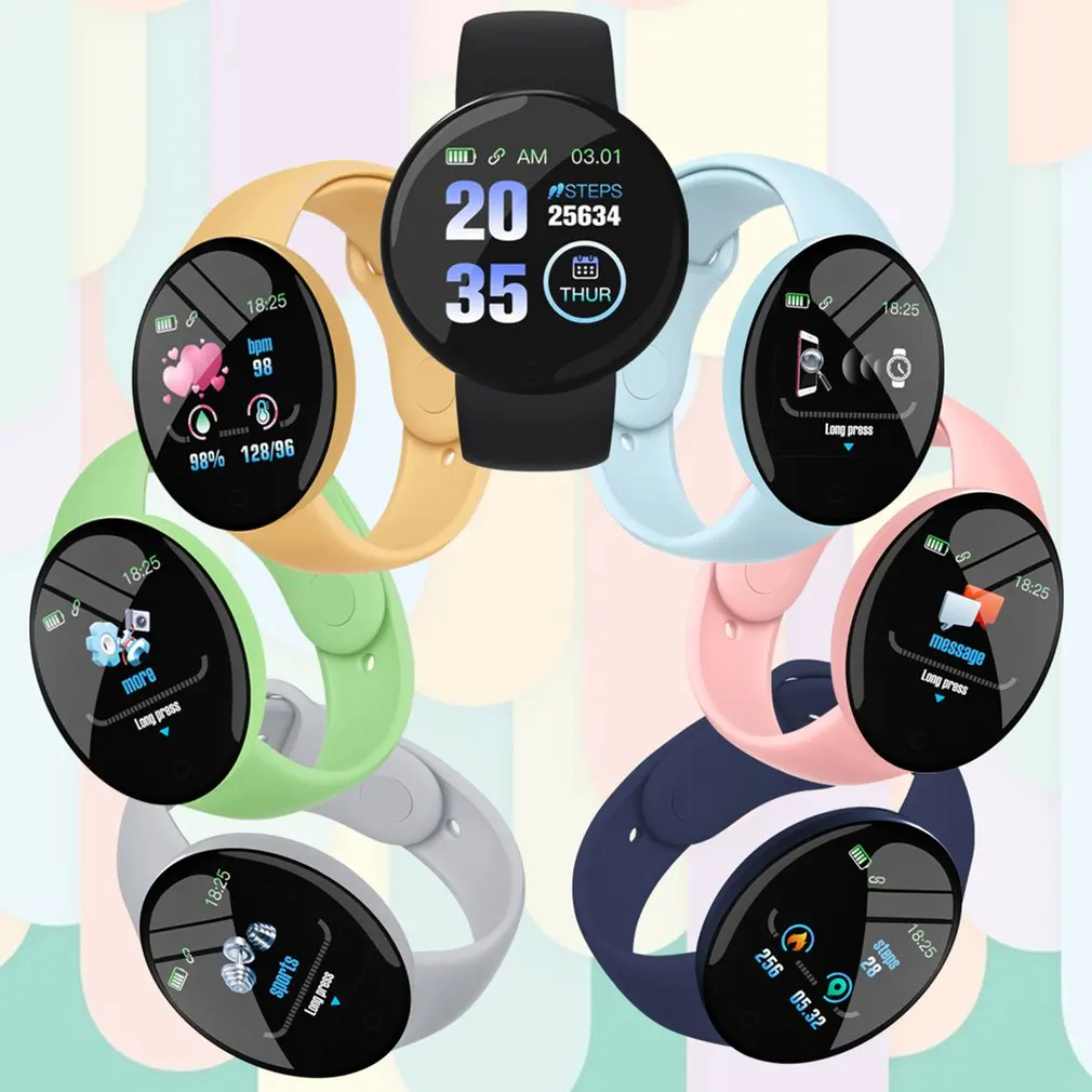 D18 Pro Smart Watch per IOS Android uomo donna Bluetooth Fitness Tracker braccialetto sportivo frequenza cardiaca pressione sanguigna Smartwatch per bambini