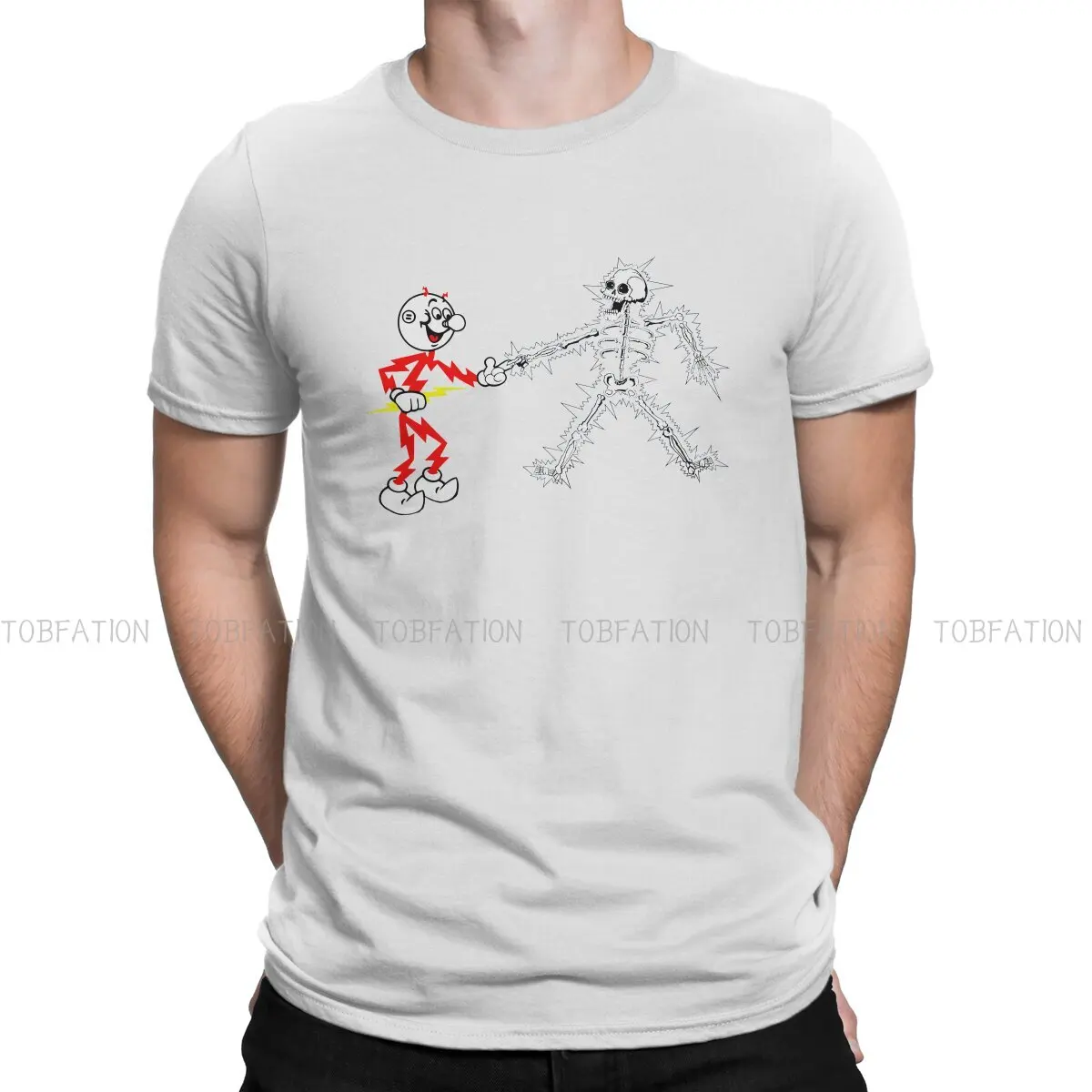 Reddy Kilowatt will Shock You Skull Remember Safety Knowledge T Shirt Vintage Teenager Grunge Loose TShirt Top Men's Blouses