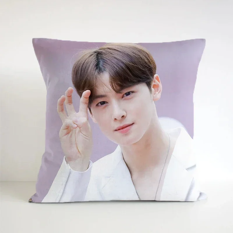 Pillow Cover Square Kpop-Cha EunWoo Ornamental Pillows for Decoration Custom Cushion One Side Decorative Pillows Cushion Cover