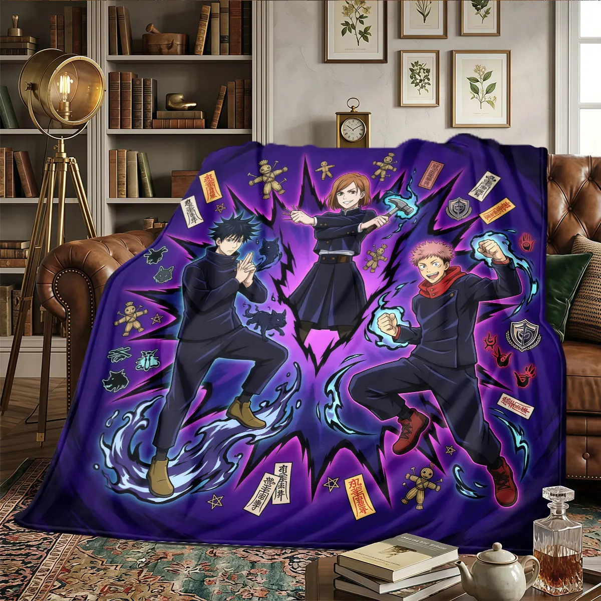 Jujutsu Kaisen Patterns Home Blanket High quality All Seasons for Bedrooms Naps Sofas Warmth and Comfort Holiday Present -HE52